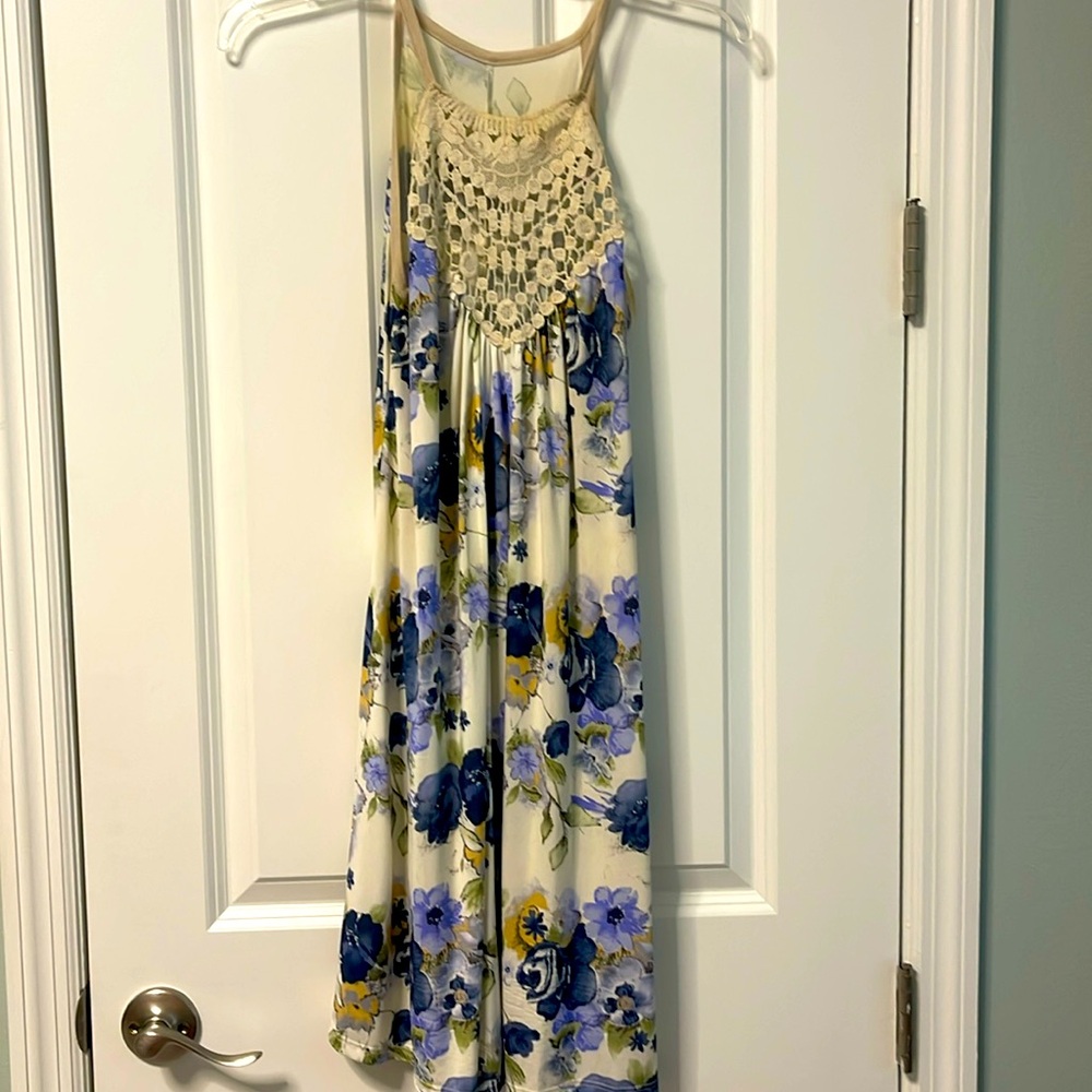 Ladies Summer Dress, crochet top, loose fit, size small